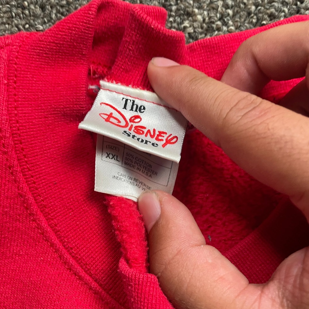 Vintage Disney Store Winnie the Pooh Bear Bottom Sweatshirt Red XXL Made in USA - Picture 7 of 7